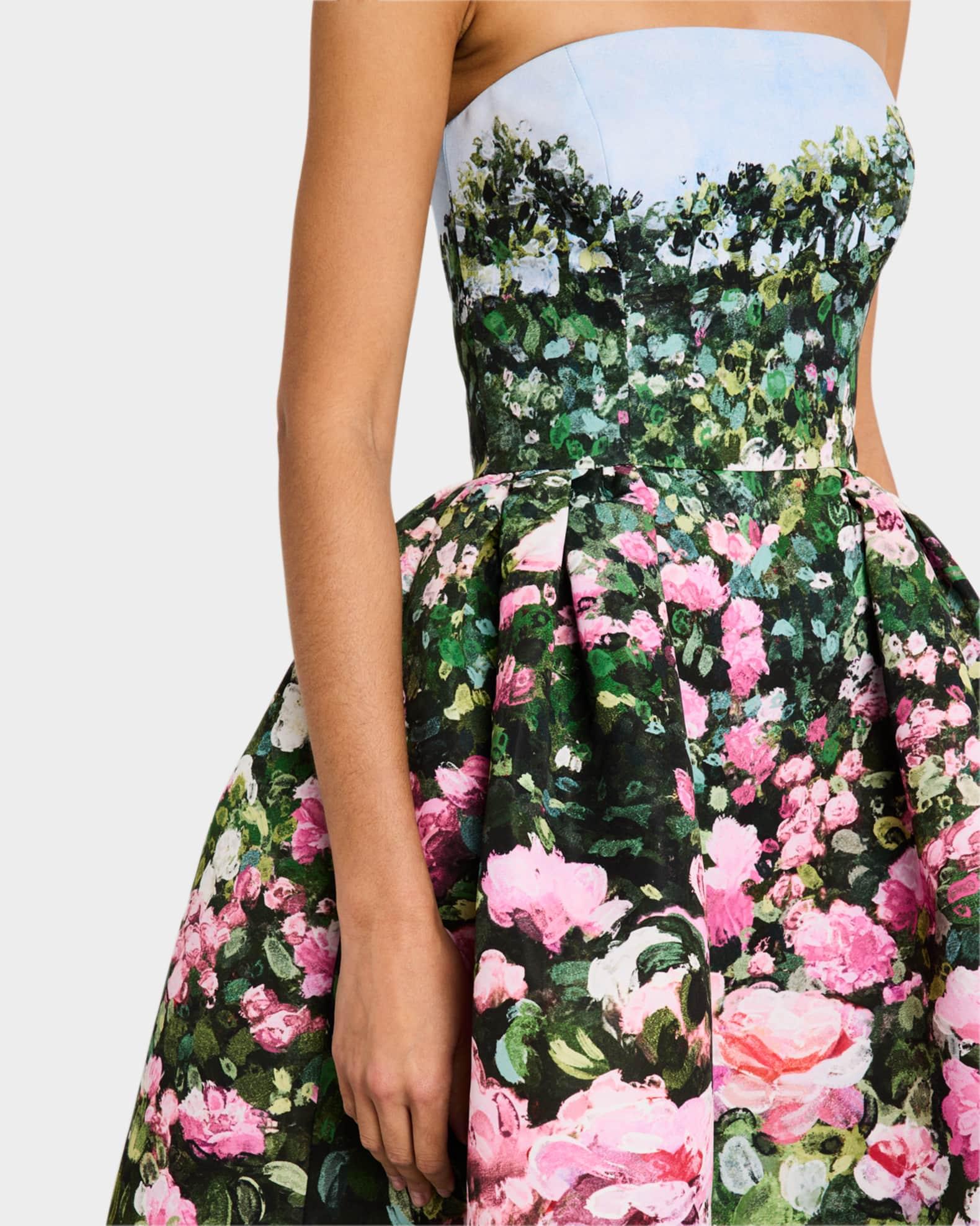 Strapless Painted Bellflower Faille Gown Product Image