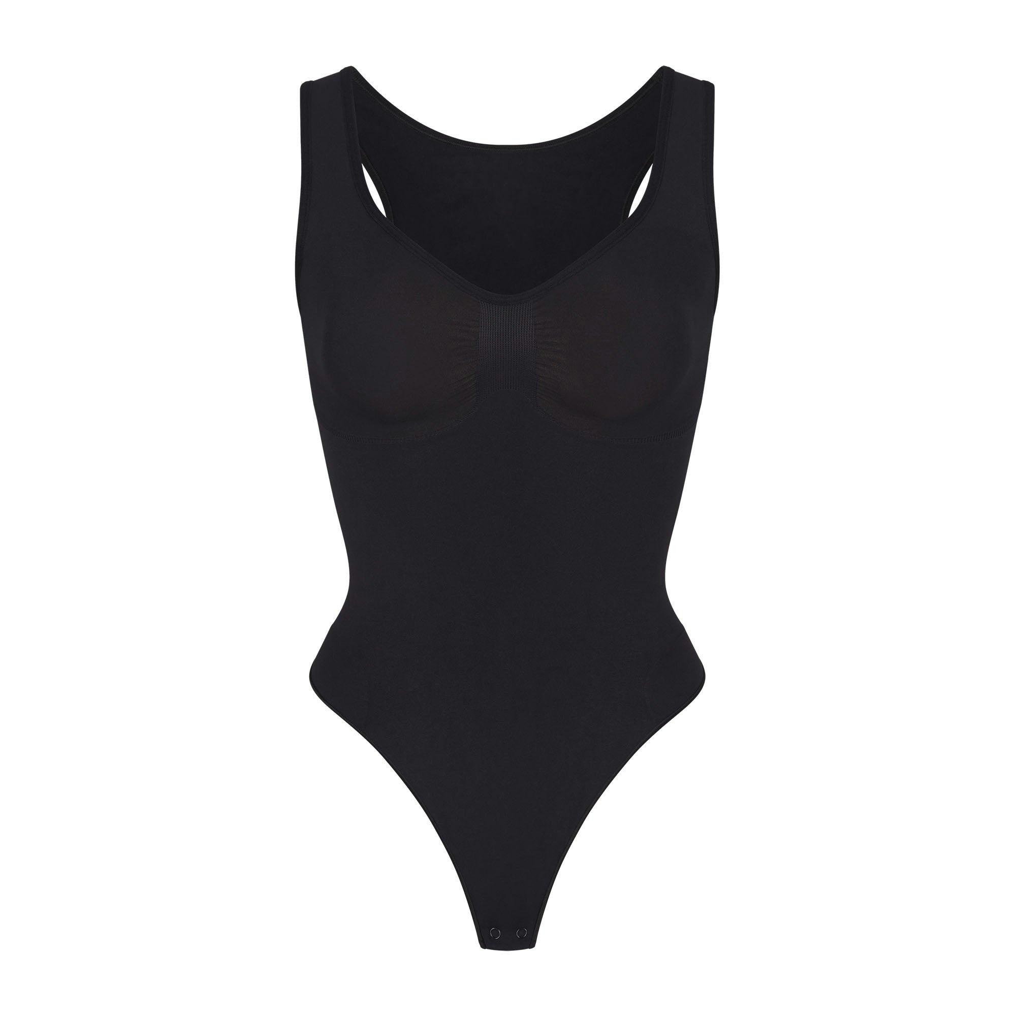 SEAMLESS SCULPT SCOOP NECK THONG BODYSUIT | ONYX Product Image
