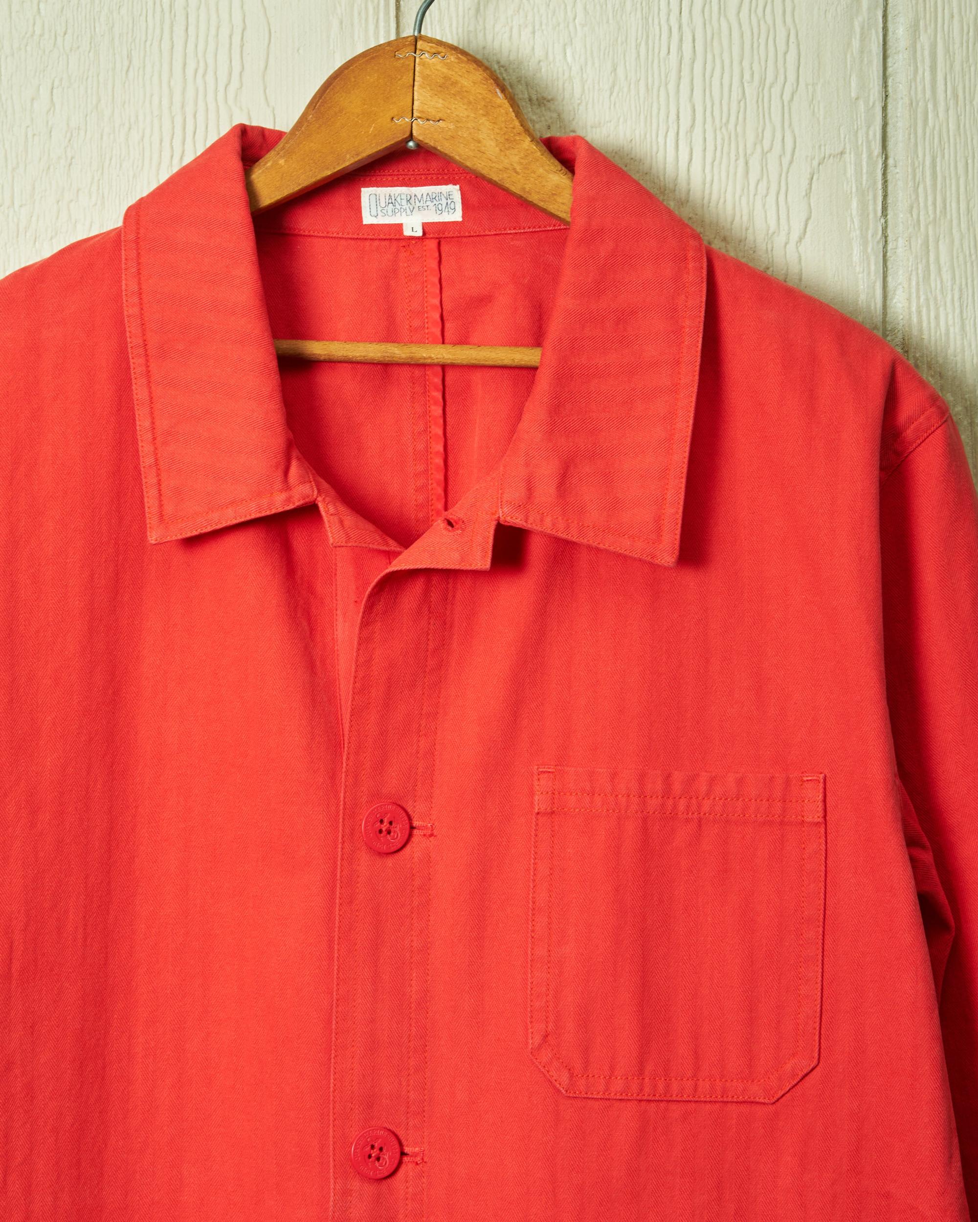 French Workman’s Jacket in Nautical Red Herringbone Product Image