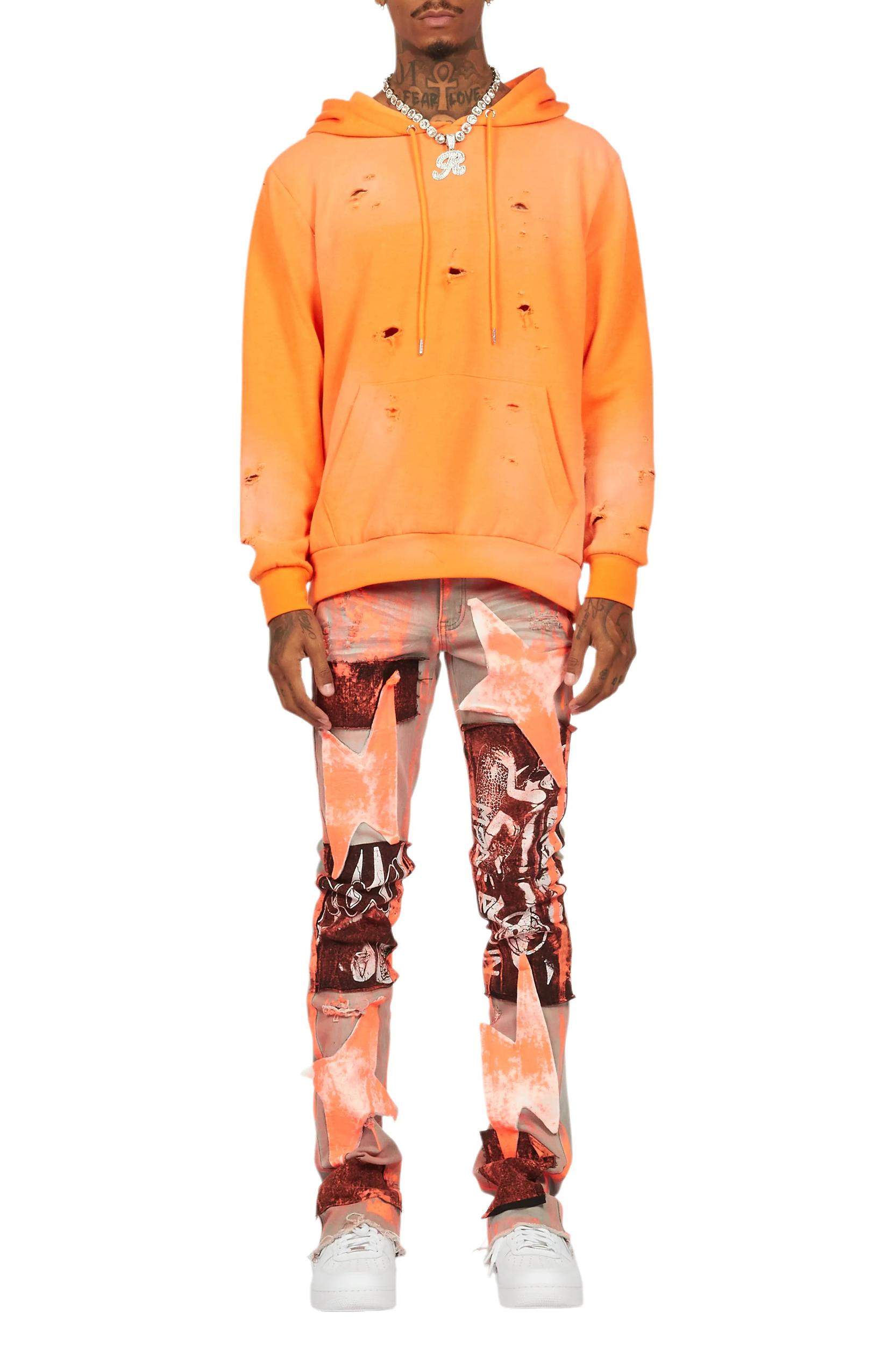 Valko Grey/Orange Roller Paint Stacked Flare Jean Male Product Image