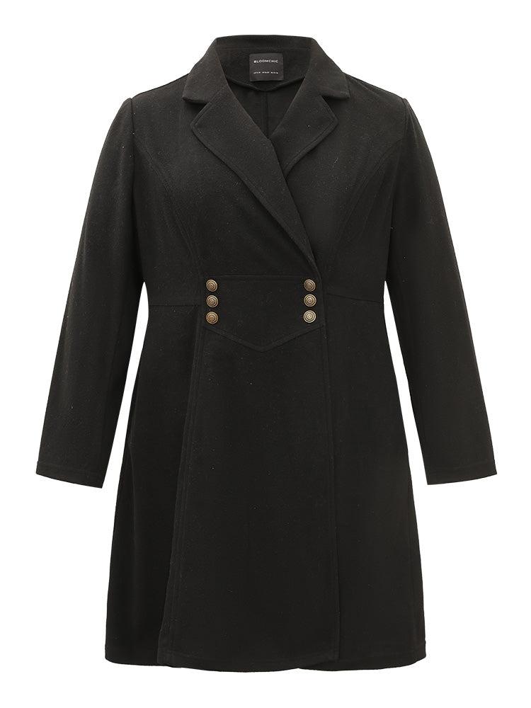 Solid Lapel Collar Double Breasted Coat Female Product Image