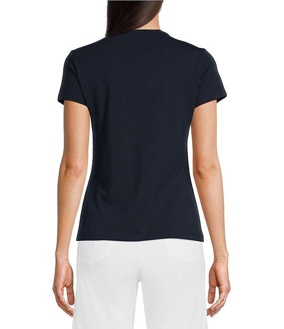 J.McLaughlin Terrine Cotton Blend Stretch V-Neck Short Sleeve Tee Shirt Product Image