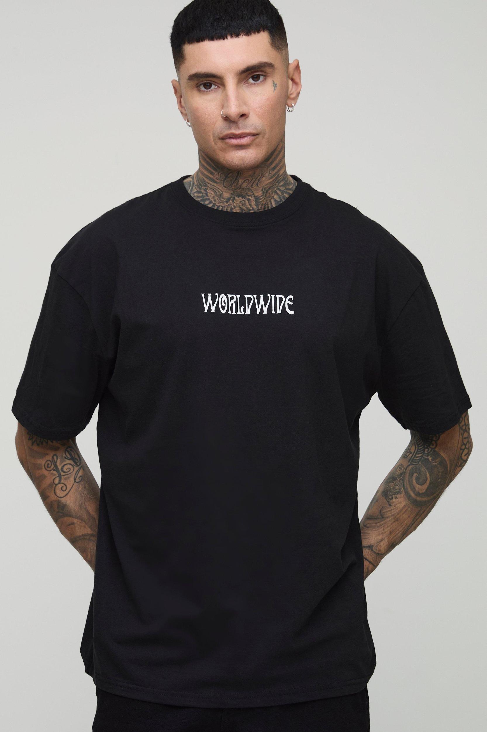 Tall Oversized Worldwide Floral Print T-Shirt | boohooMAN USA Product Image