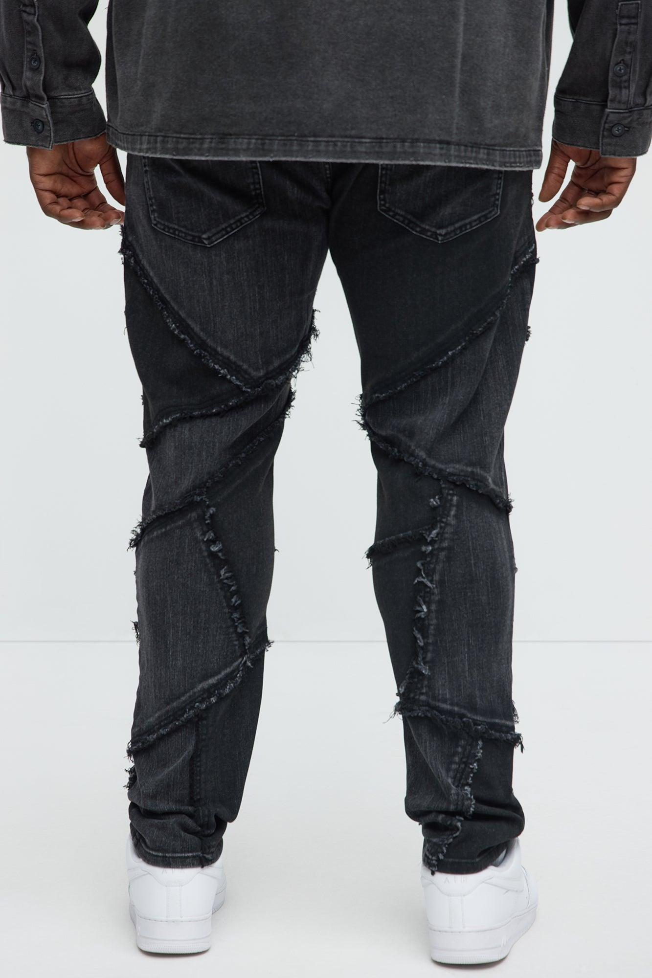 Skinny Patch It With Fray Jeans - Black Wash Male Product Image