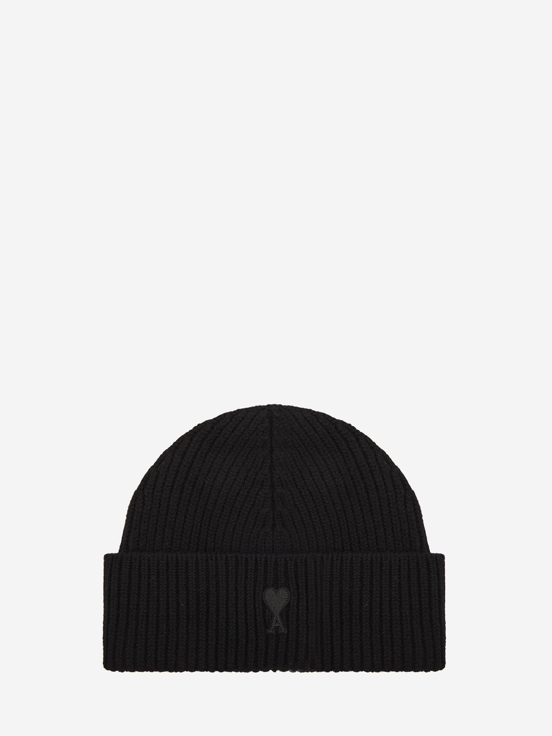 AMI ALEXANDRE MATTIUSSI Ami Paris Ami De Coeur Black Wool Hat Men Product Image