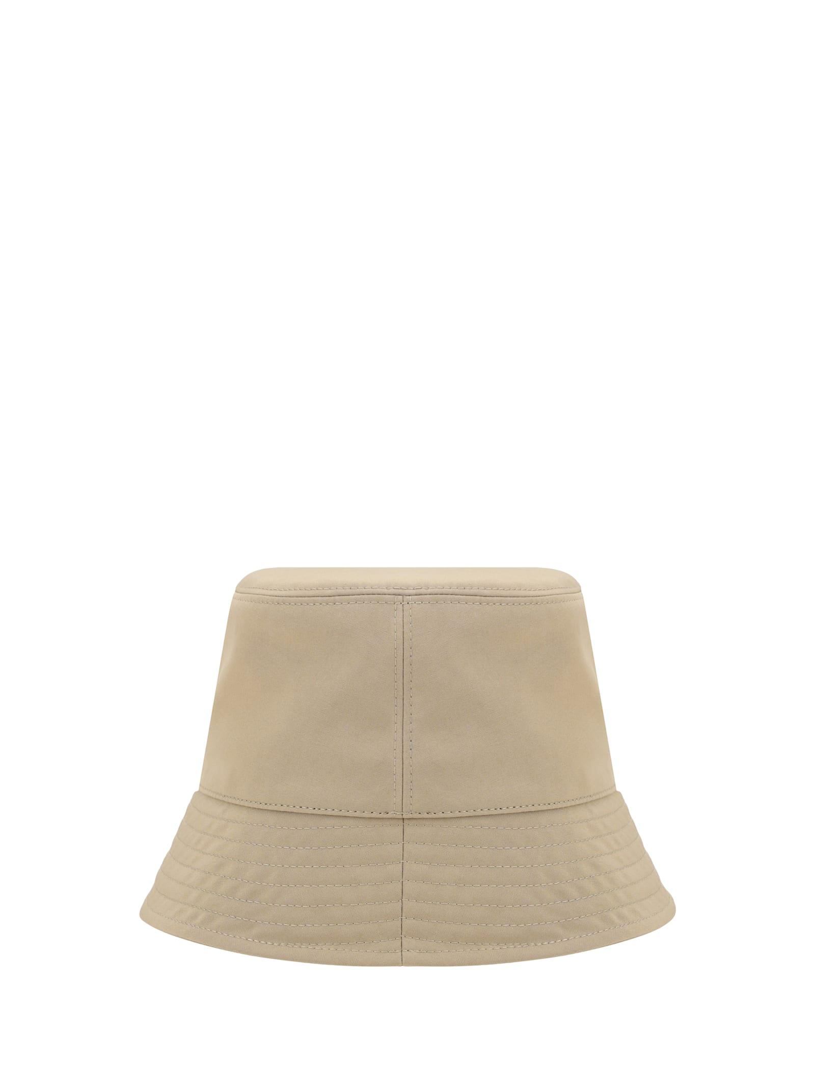 MONCLER Logo Patch Narrow Brim Bucket Hat In Beige Product Image