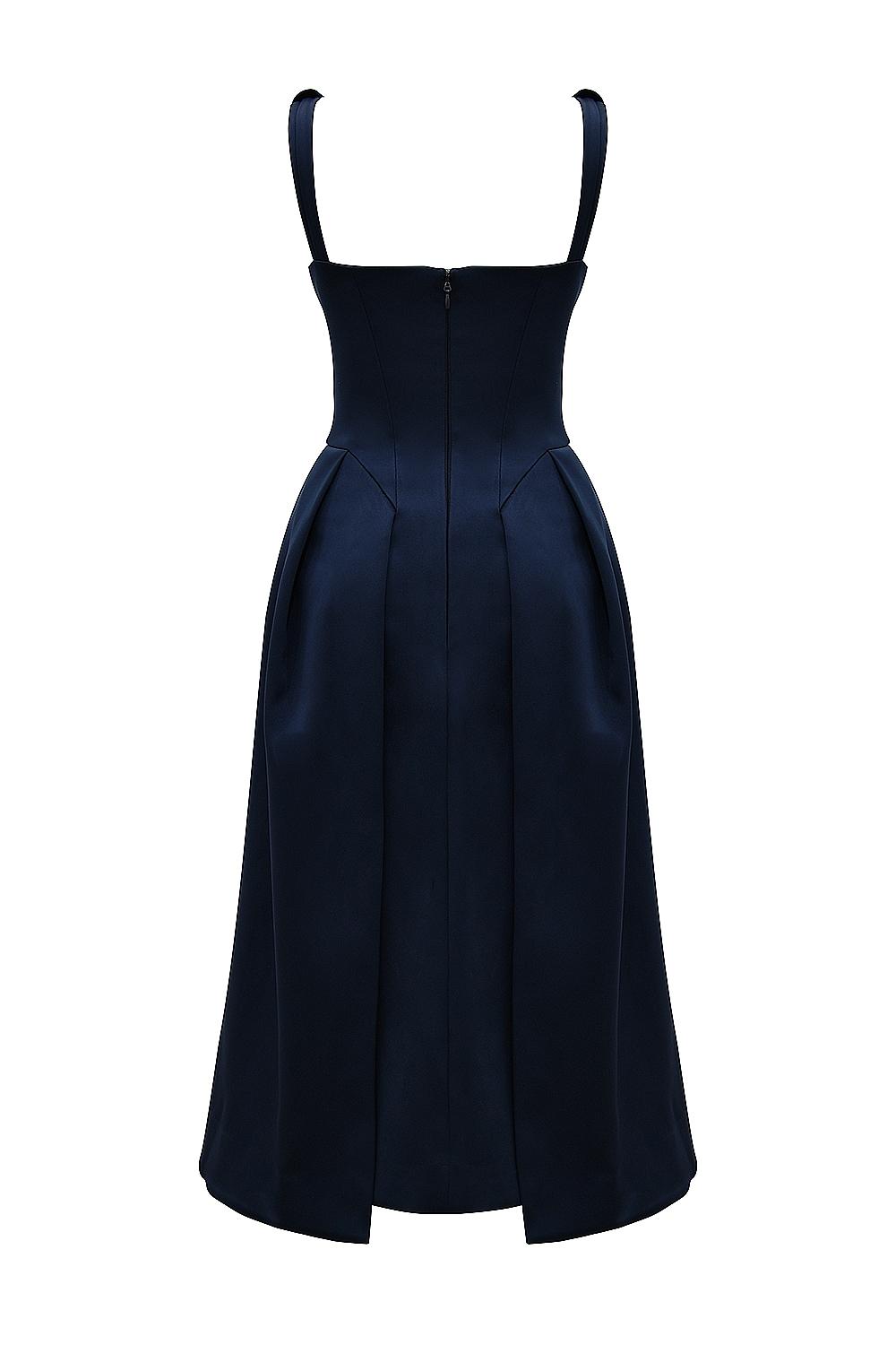 Paloma  midnight twist strap satin midi dress - sale Product Image