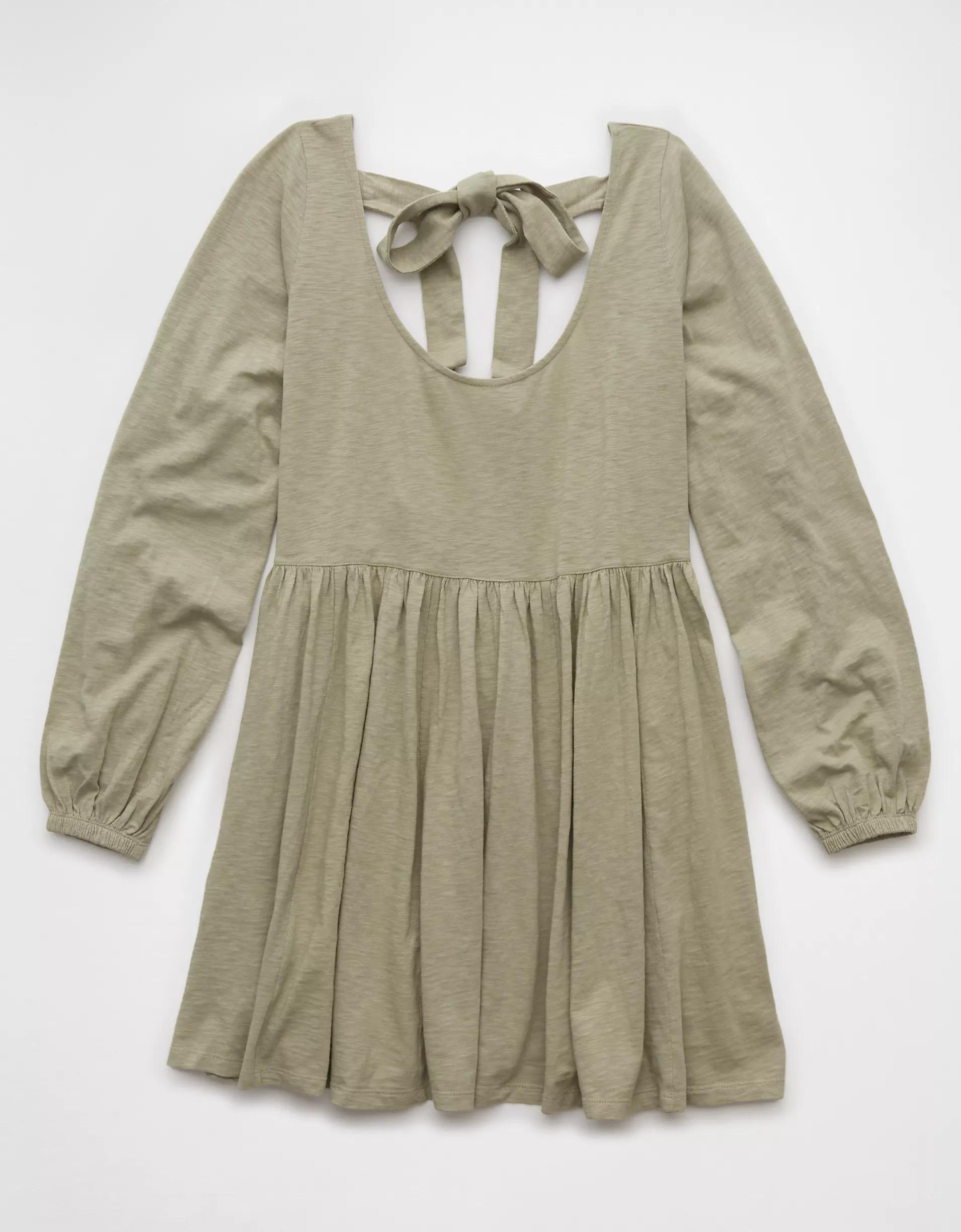 AE Sunchaser Knit Long-Sleeve Scoop Neck Mini Dress Product Image