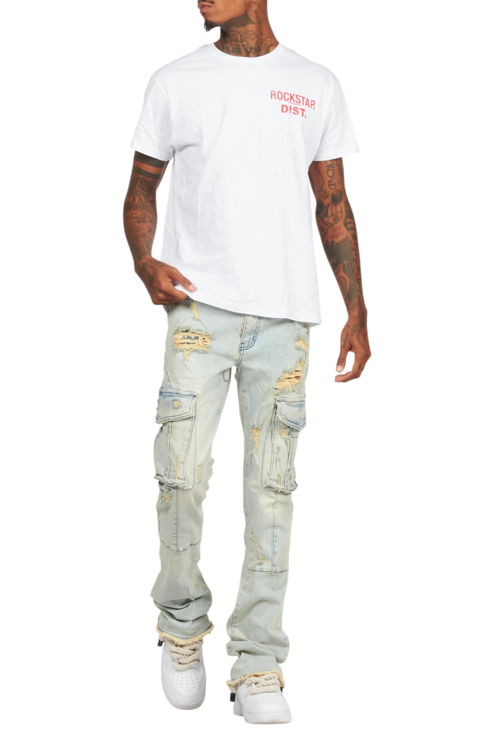Boys Adalee Blue Stacked Flare Jean Boys Product Image