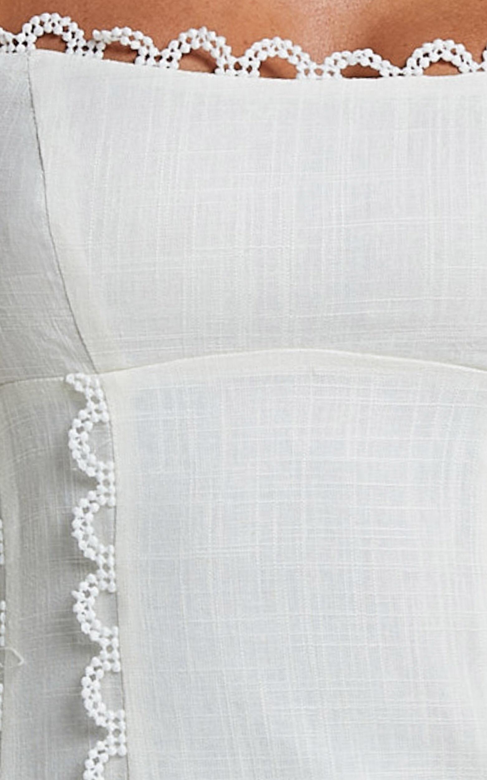 Gelli Mini Linen Blend Dress - Strappy Lace Detail Dress in White Product Image