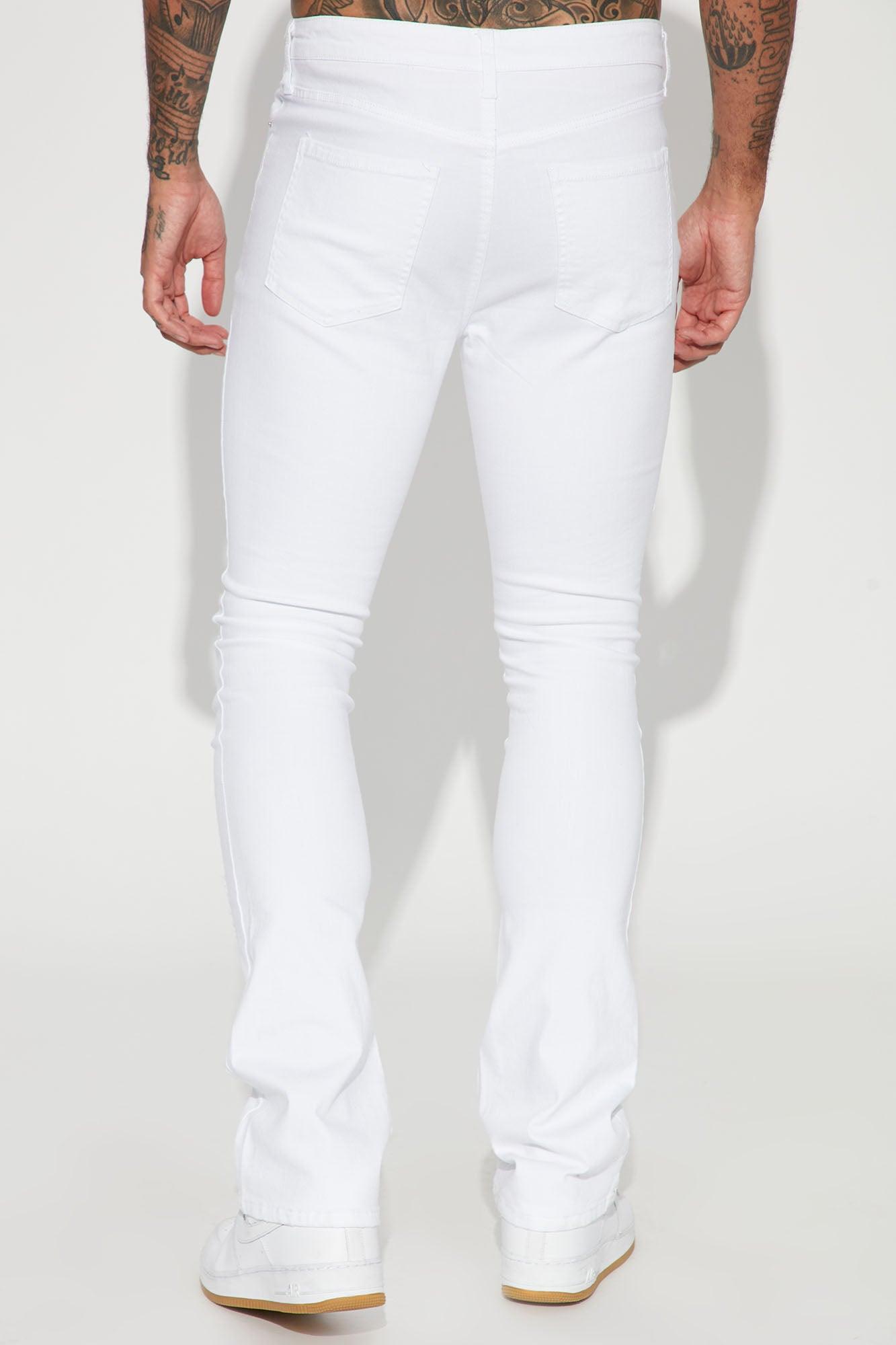 For Likes Stacked Skinny Flare Jeans - White Product Image