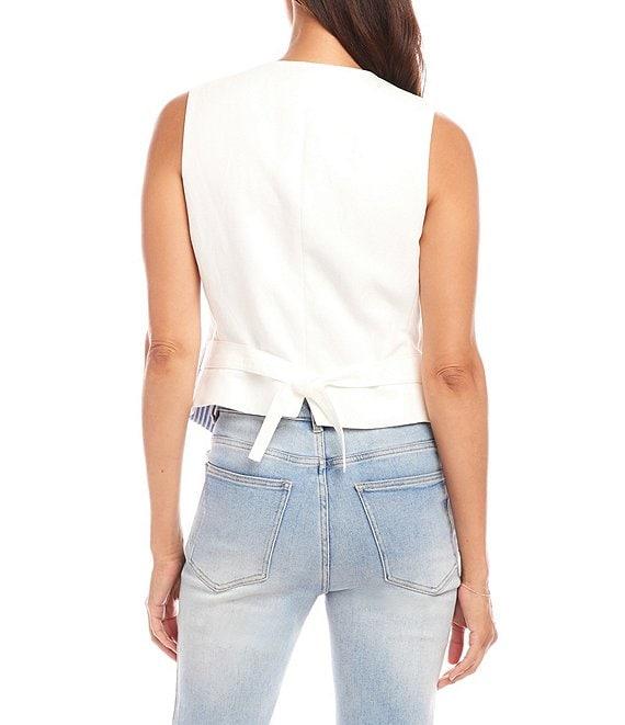 Karen Kane V-Neck Sleeveless Striped Print Soft Cotton Vest Product Image