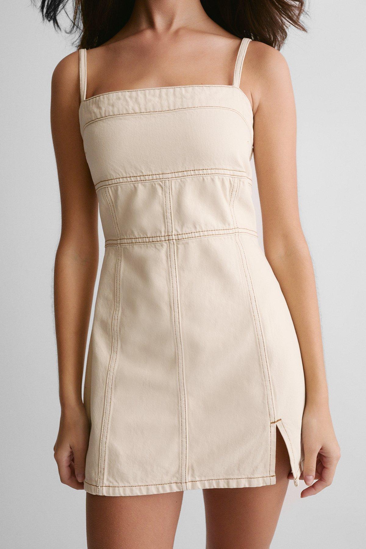 The Denim Strappy Mini Dress Product Image