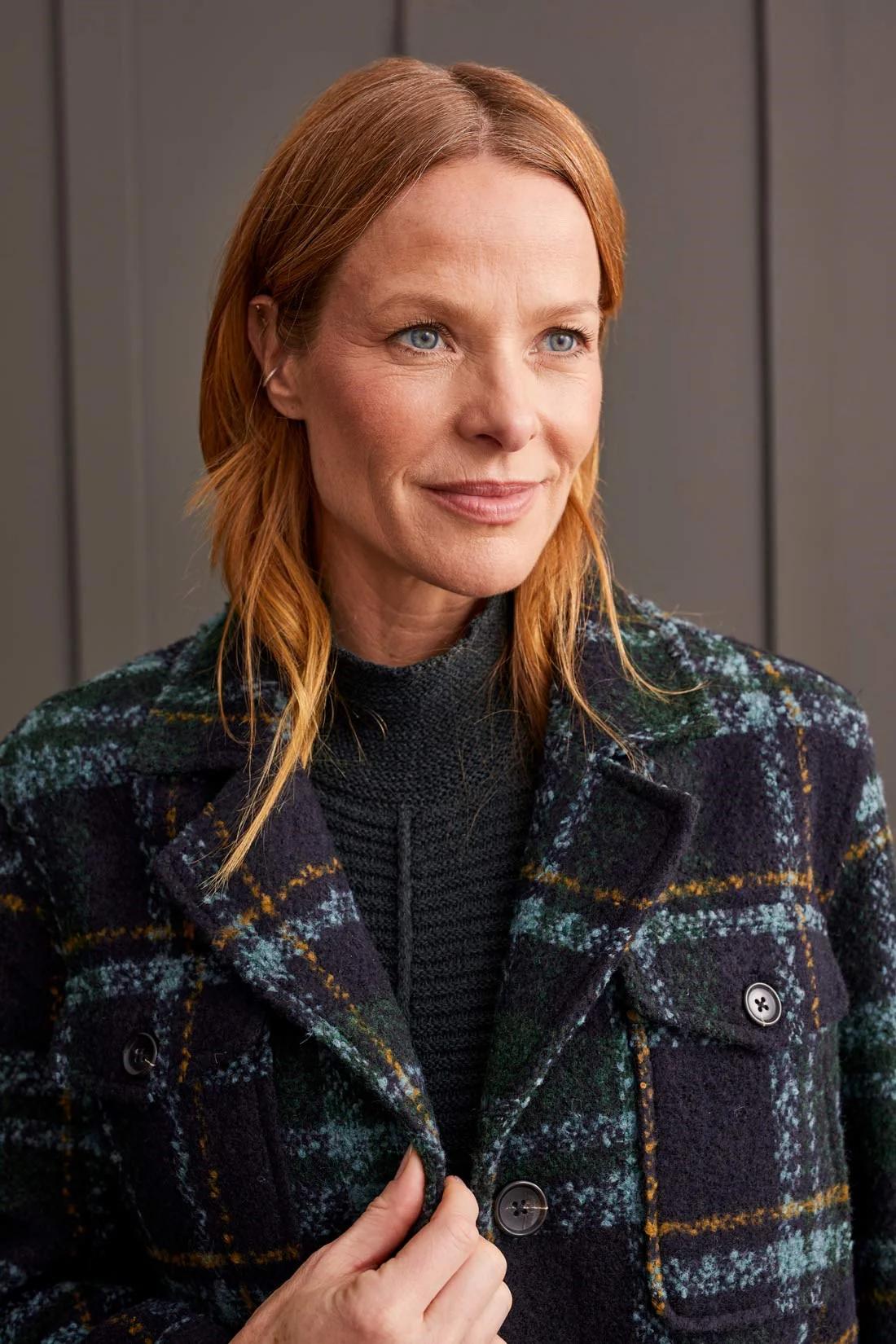 BOUCLE PLAID JACKET WITH NOTCH COLLAR Product Image