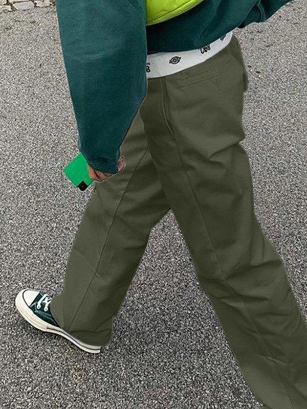 Patchwork Waist Straight Leg Pants Product Image