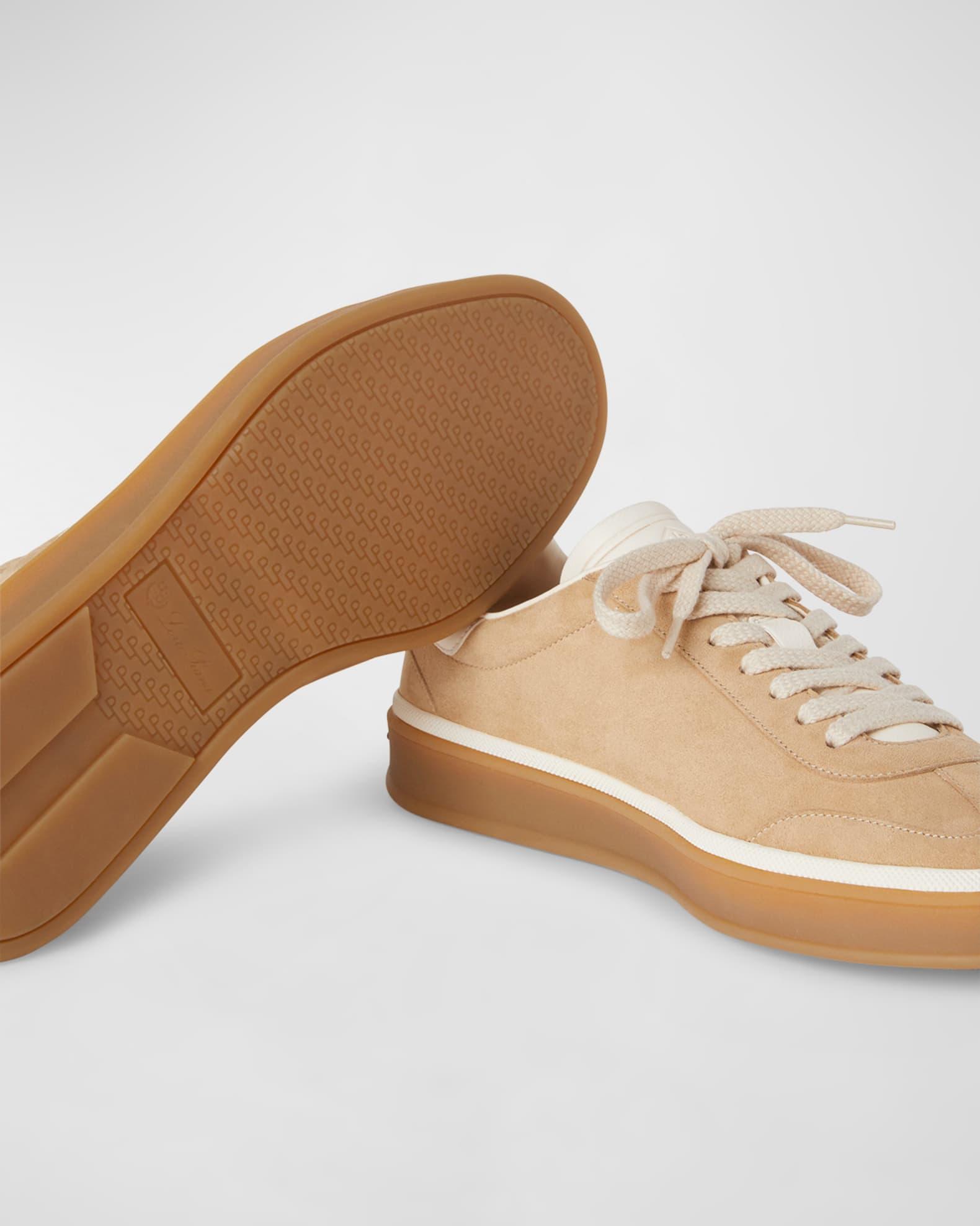 Mixed Leather Low-Top Tennis Sneakers Product Image