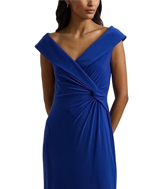Lauren Ralph Lauren Knit Jersey Off-The-Shoulder Sleeveless Front Twist Column Dress Product Image