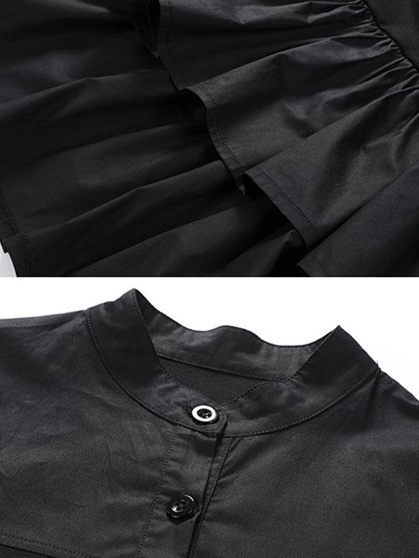 Original Creation Long Sleeves Loose Falbala Split-Joint Stand Collar T-Shirts Tops Product Image