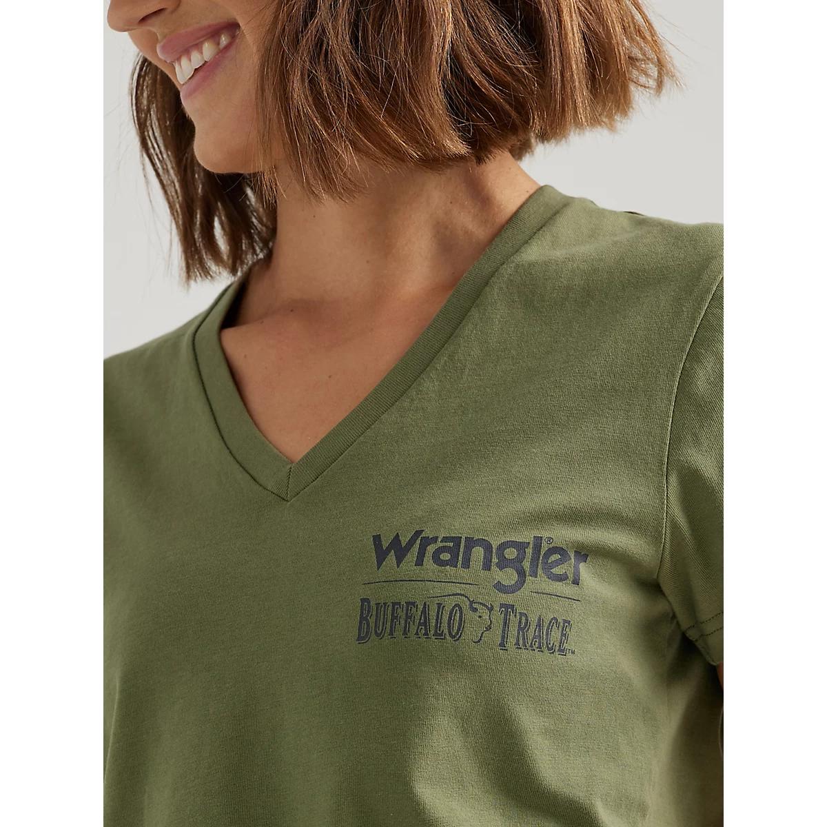 Wrangler x Buffalo Trace™ Women's V-Neck Tee in Vanilla Product Image