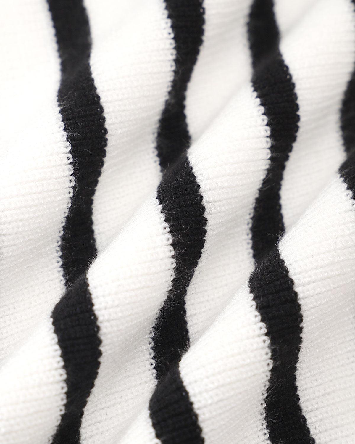 White Striped Boat Neck Sweater Product Image