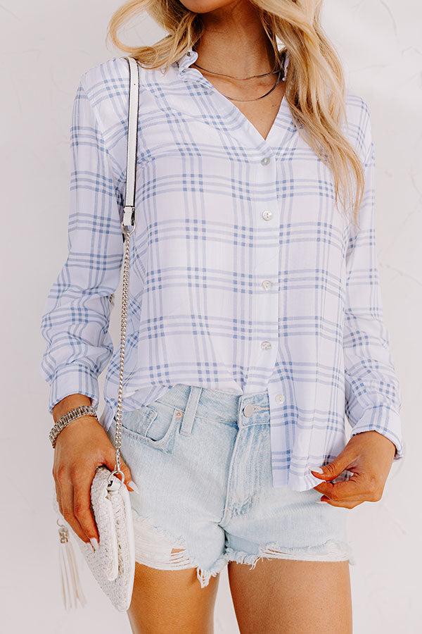 True Intention Button Up Top In Blue Product Image