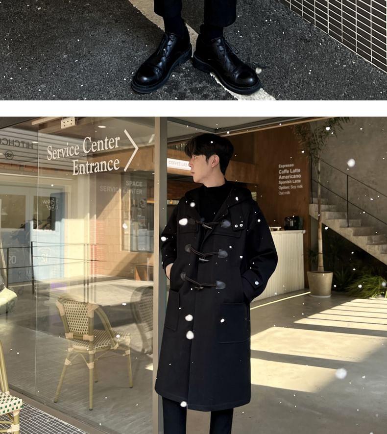 Plain Hooded Midi Duffle Coat Product Image