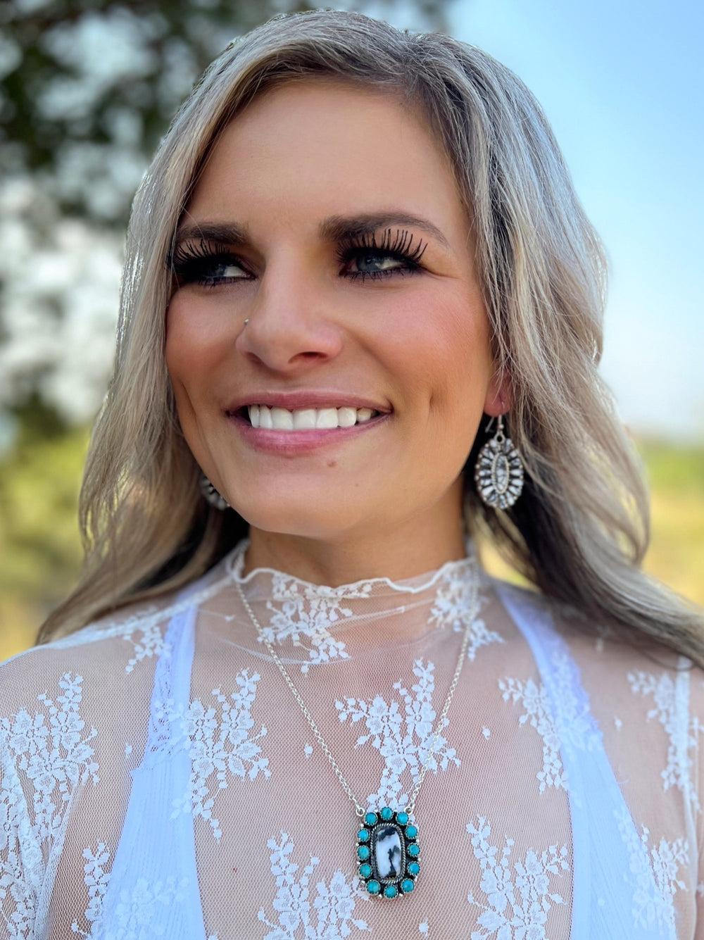 Turquoise Zebra Navajo Handcrafted Sterling Necklace Product Image