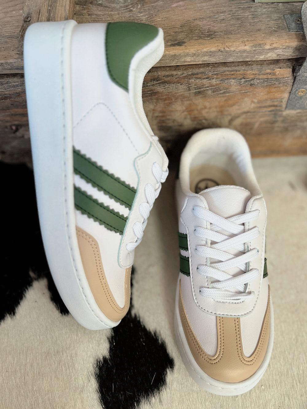 Women's Double Stripe Green Sneakers* Product Image