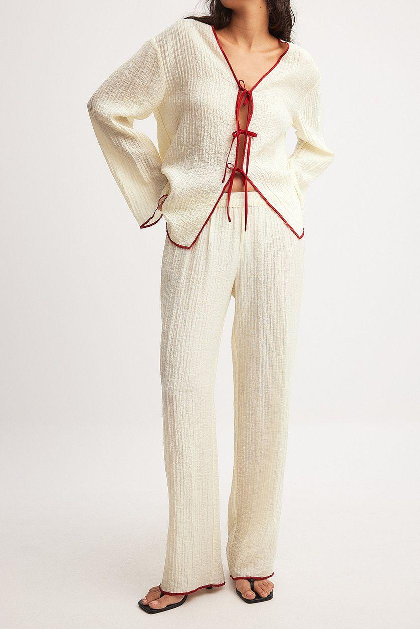 Crinkled Contrast Binding Pants Product Image