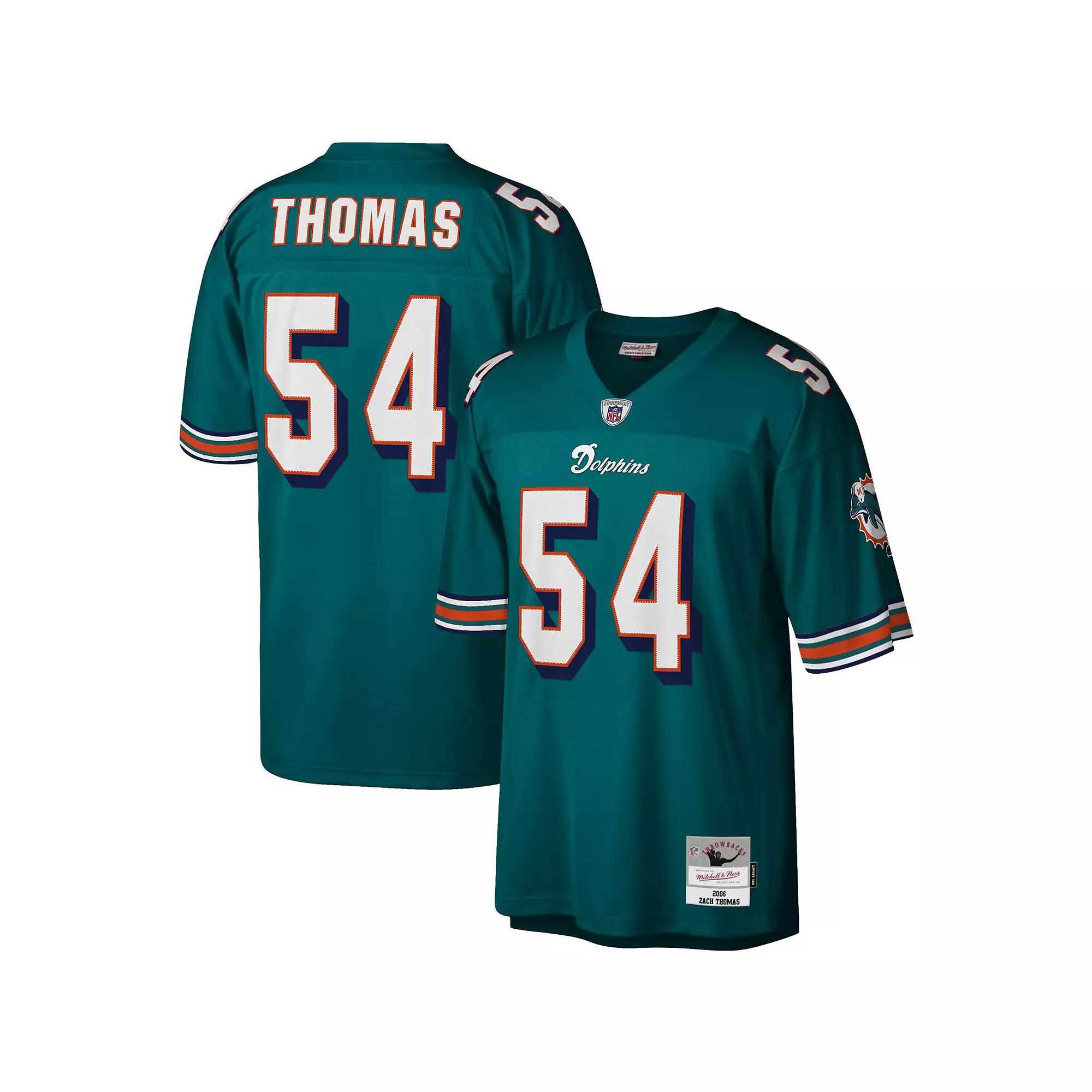 Men's Mitchell & Ness Zach Thomas Aqua Miami Dolphins Legacy Replica Jersey,  Product Image