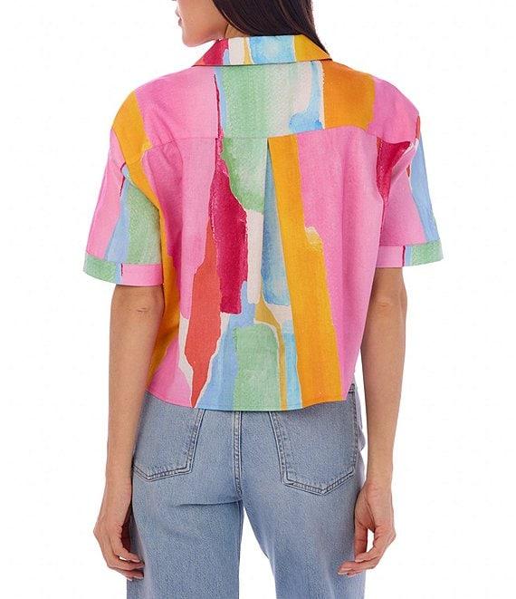 CROSBY by Mollie Burch Ida Watercolor Button Front Short Sleeve Coordinating Top Product Image