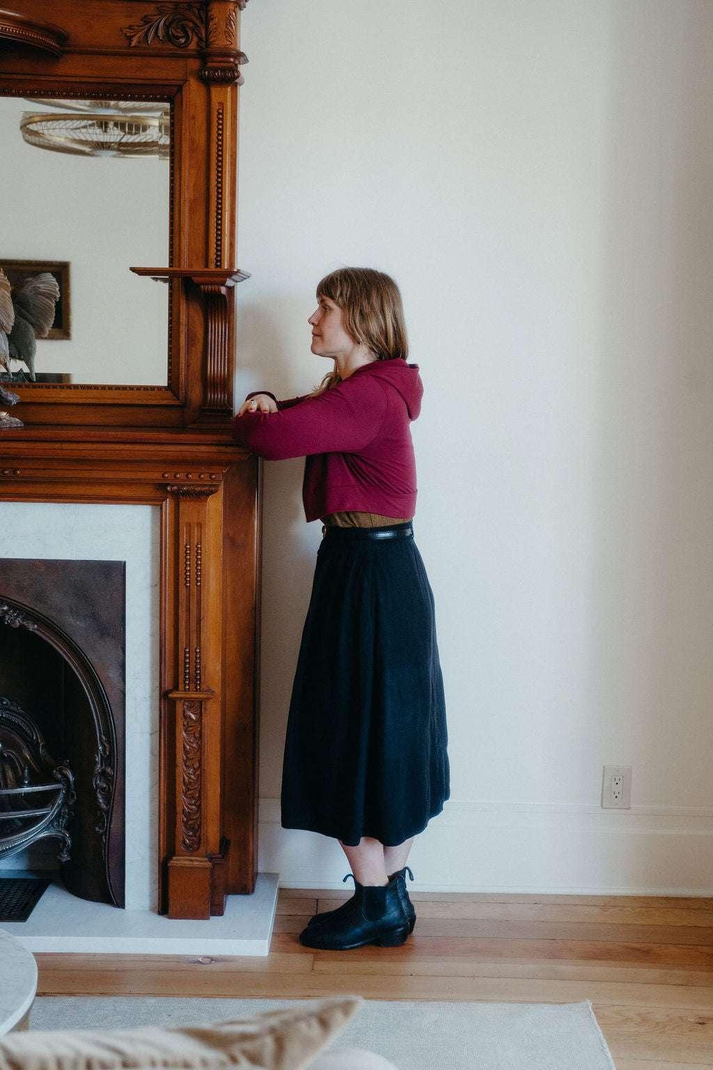 Cropped Hoodie In Merlot Product Image