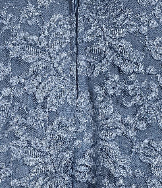 Honey and Rosie Glitter Stretch Lace Off-The-Shoulder Puff Sleeve Dress Product Image