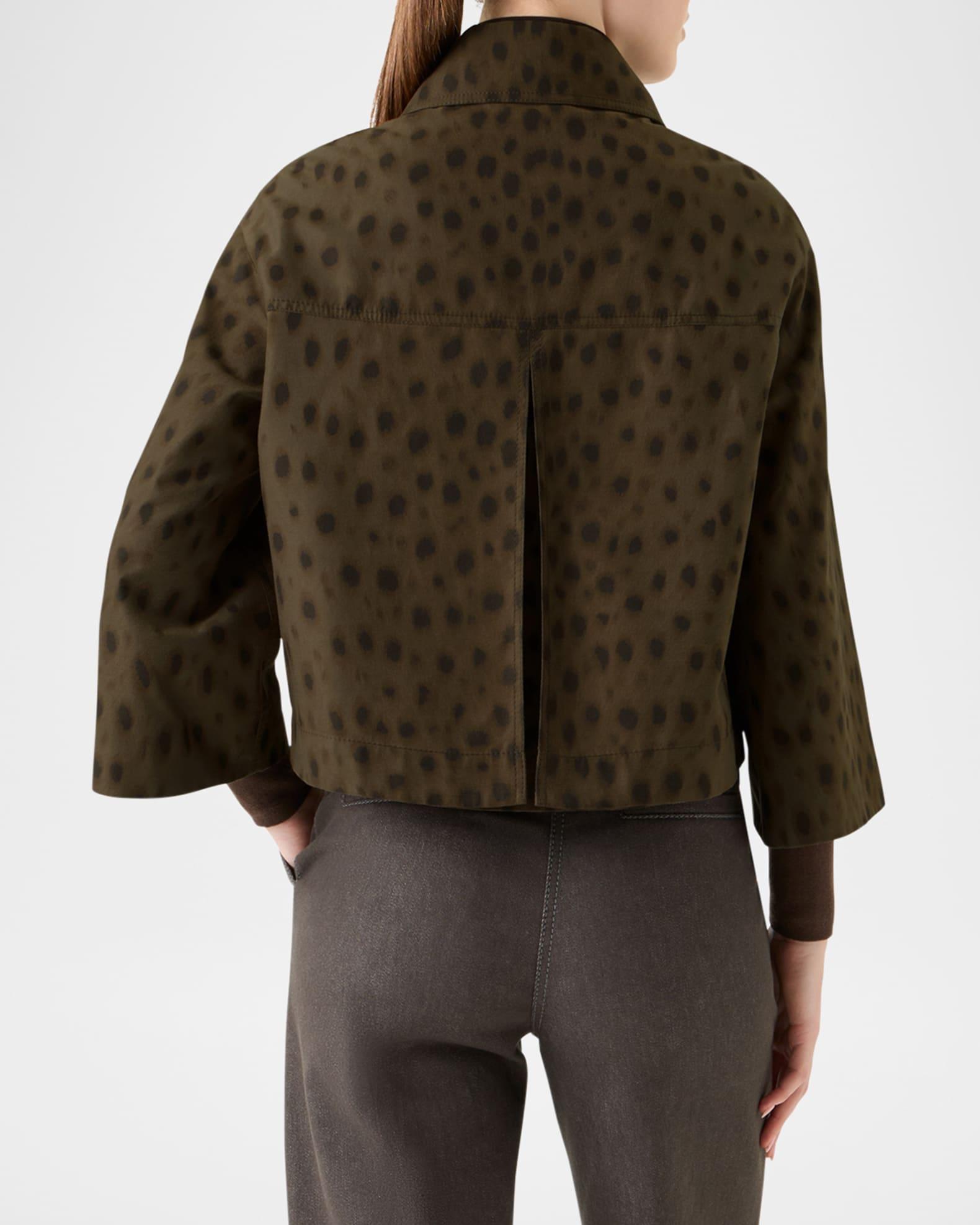 Leopard Brushed Techno Gabardine Short Parka Jacket Product Image