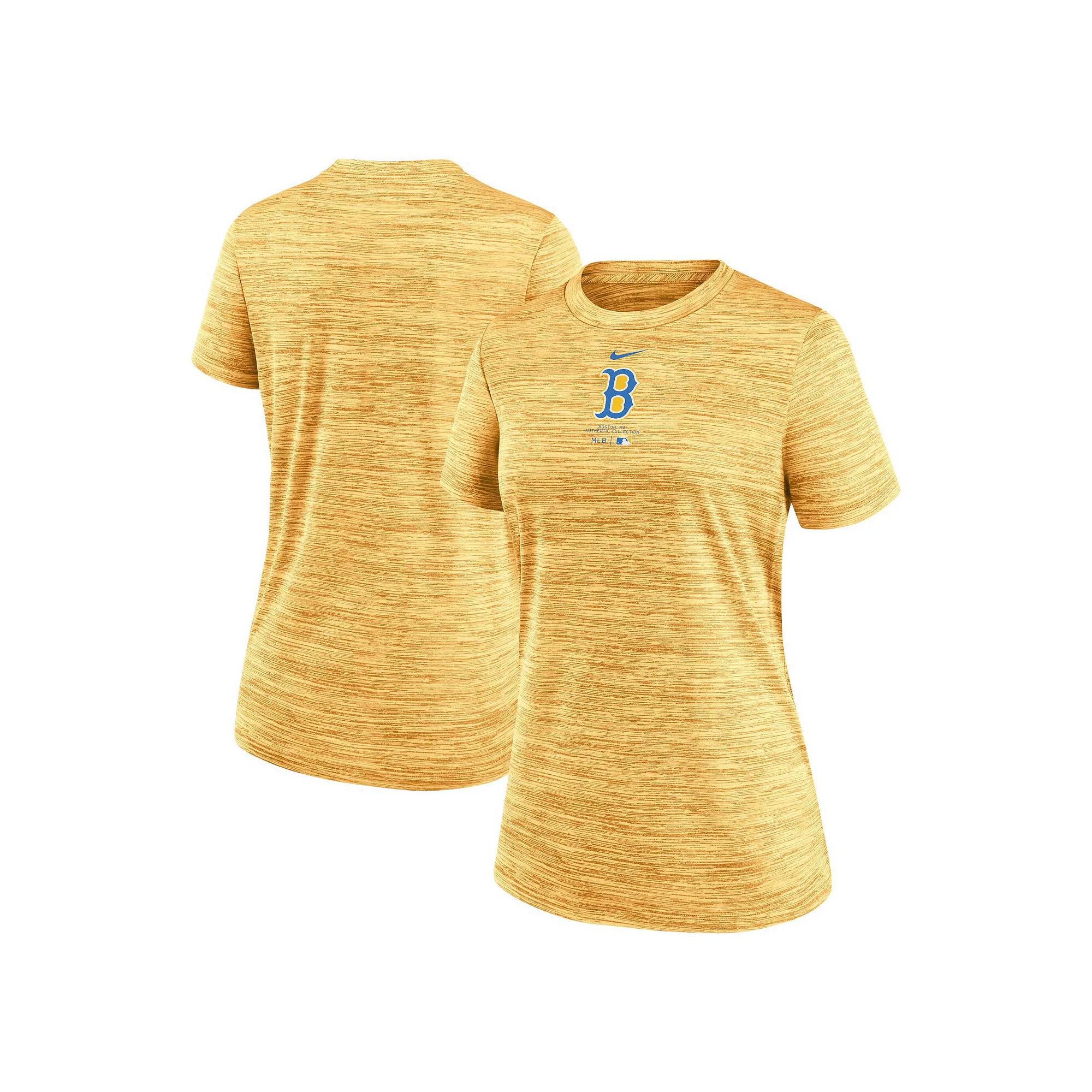 Women's Nike Gold Boston Red Sox City Connect Practice Velocity T-Shirt, Size: 2XL Product Image
