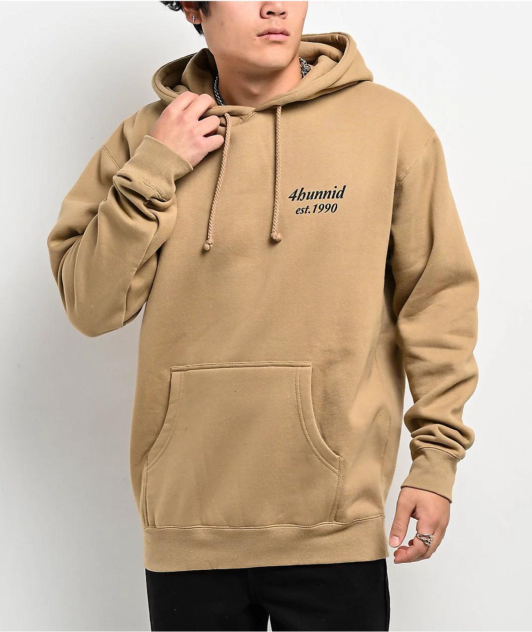 4Hunnid Est 1990 Beige Hoodie Product Image