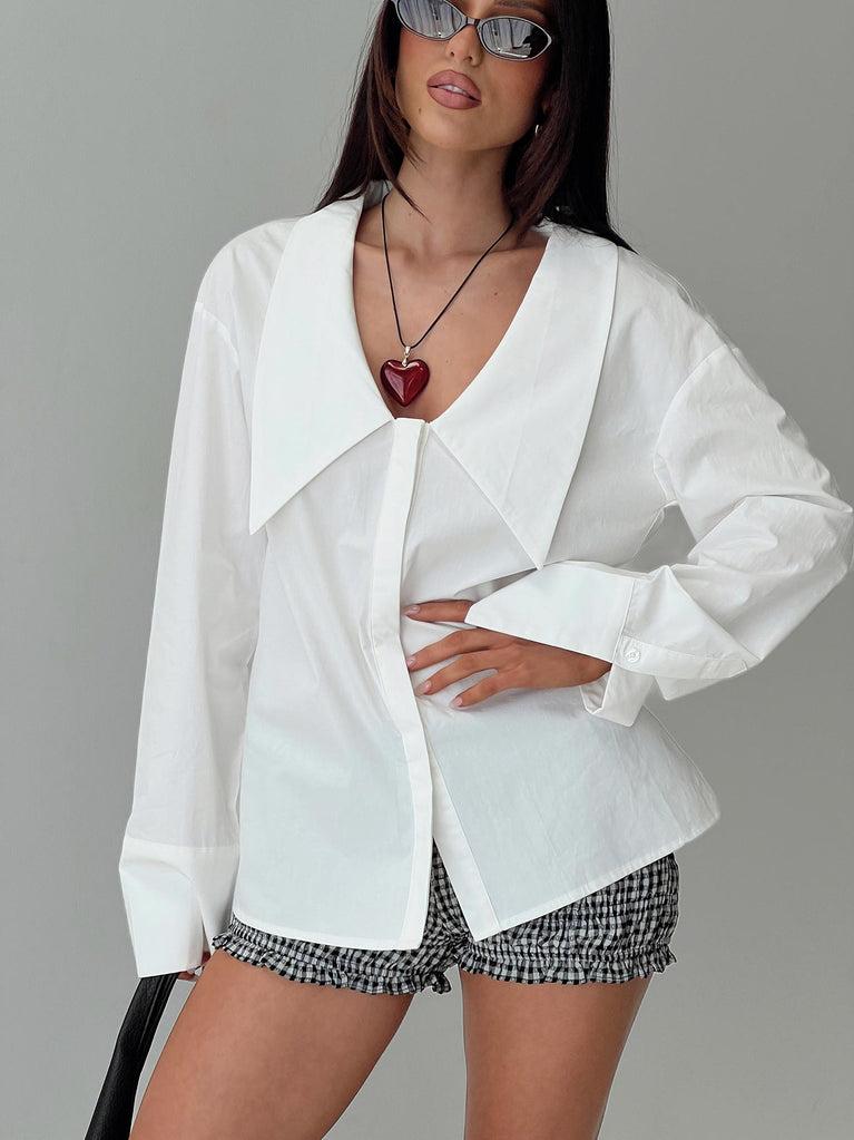 Calistoga Deep Collar Shirt Ivory Product Image