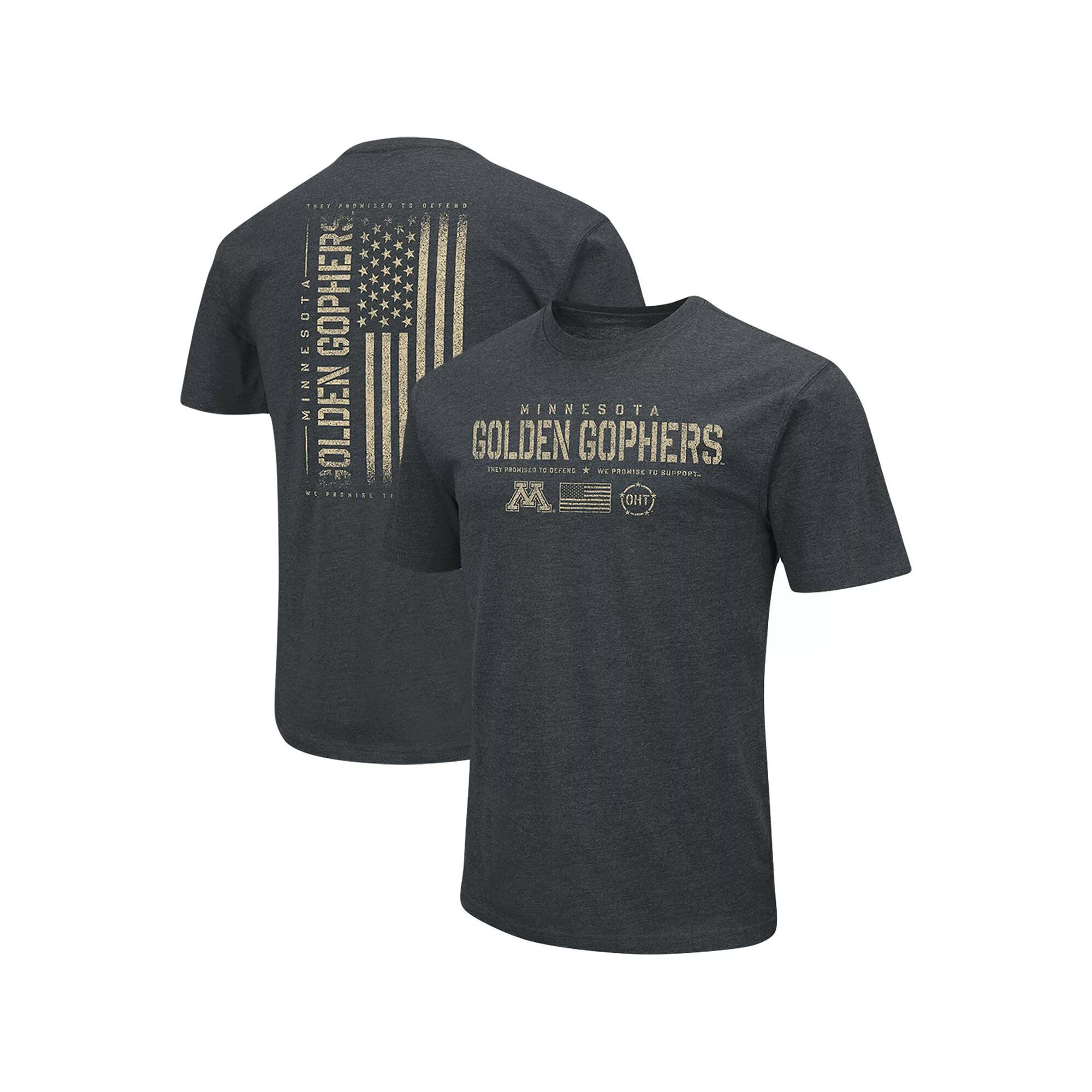 Men's Colosseum Heathered Black Minnesota Golden Gophers OHT Military Appreciation Flag 2.0 T-Shirt,  Product Image