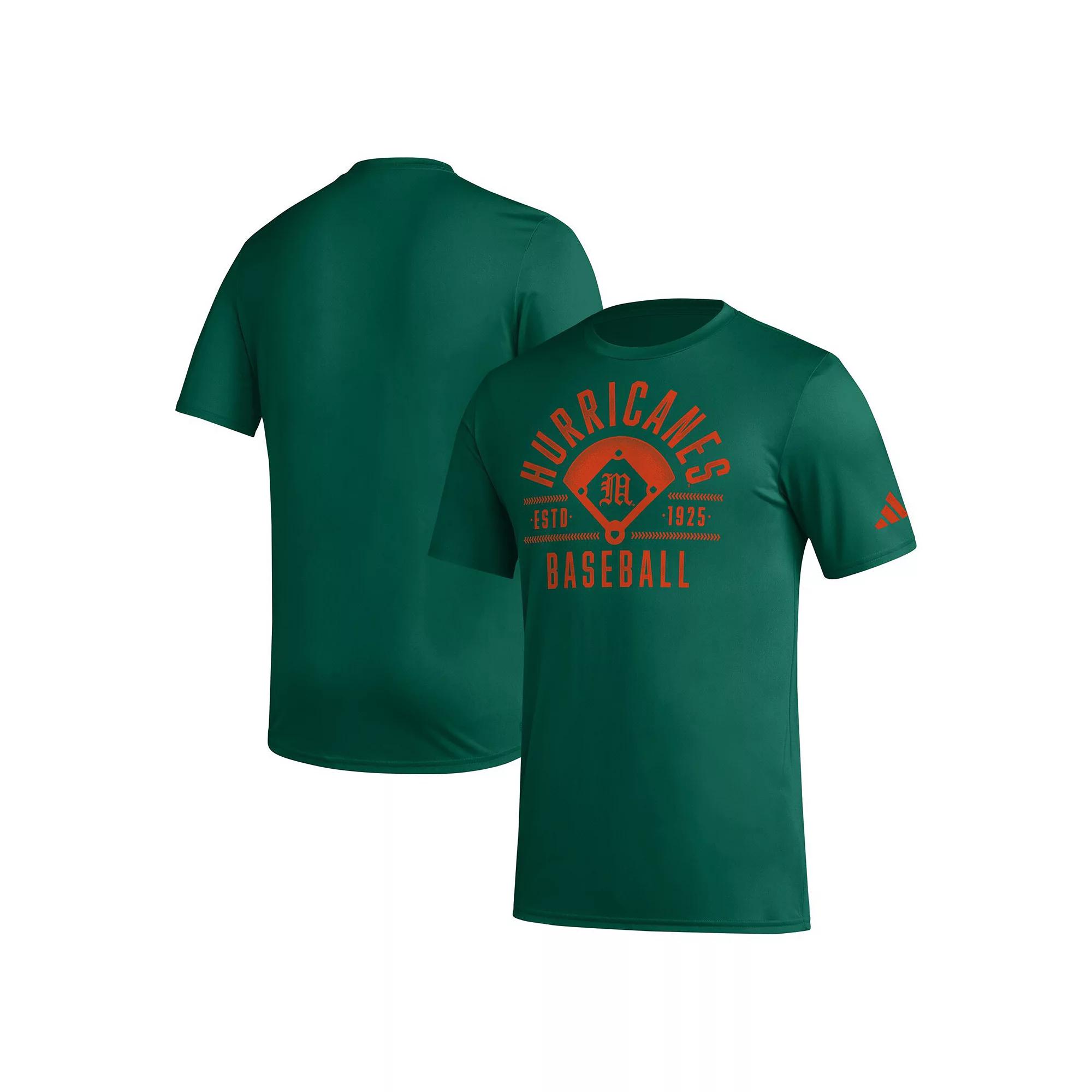 Men's adidas Green Miami Hurricanes Exit Velocity Baseball Pregame AEROREADY T-Shirt, Size: XL Product Image