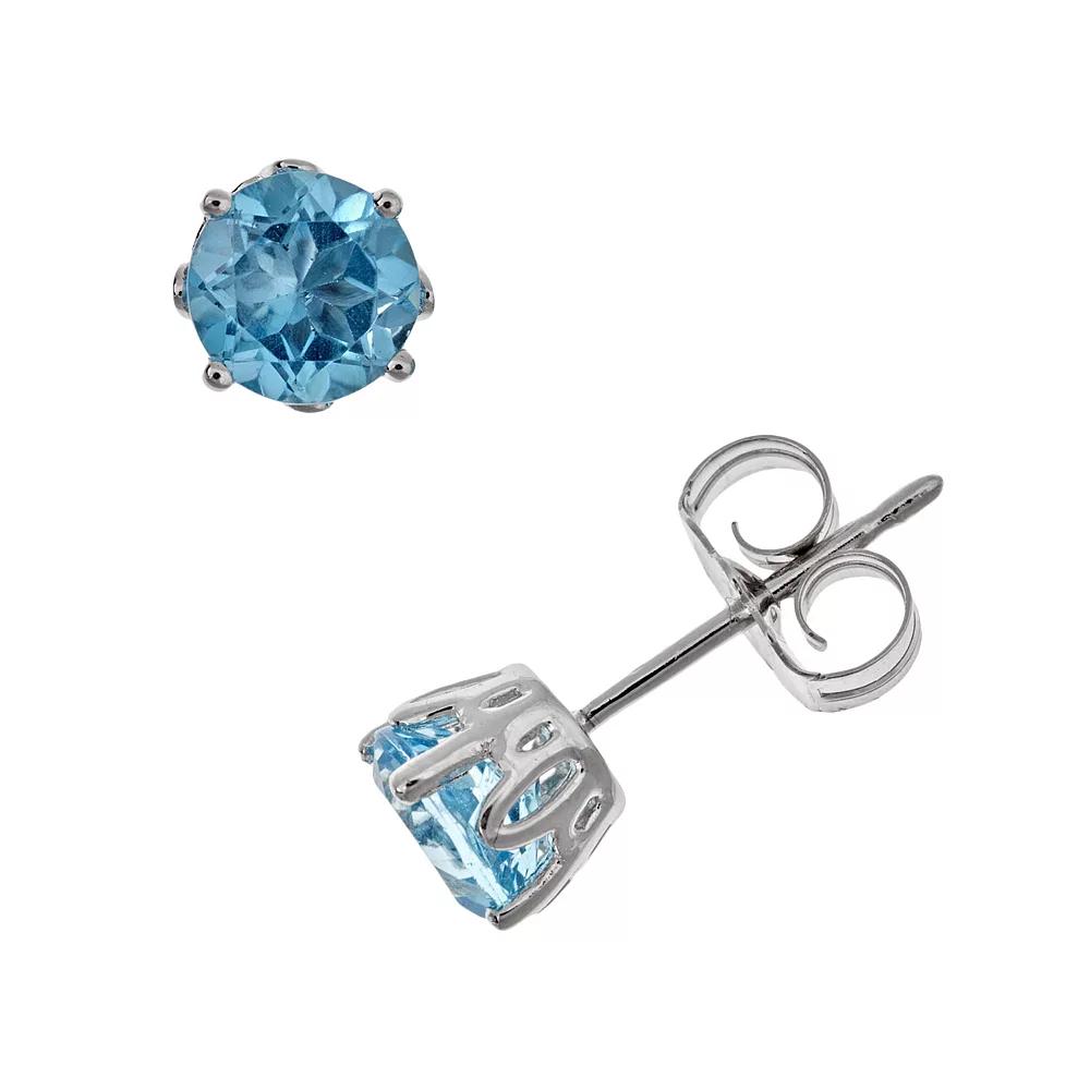 Celebration Gems Sterling Silver Swiss Blue Topaz Stud Earrings, Women's Product Image
