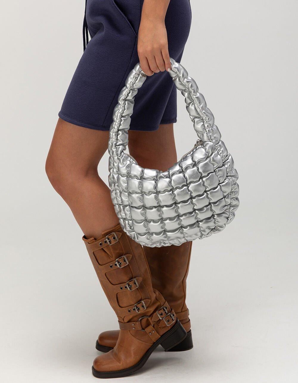 Quilted Shoulder Bag - SILVER Product Image