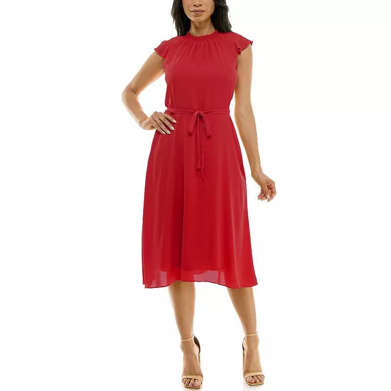 Women's Nina Leonard Mockneck Chiffon Dress,  Product Image