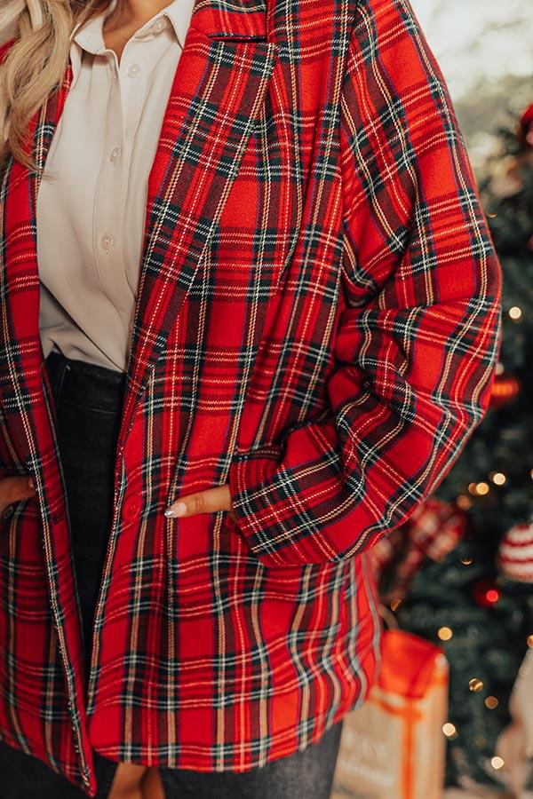 Festival Feels Plaid Blazer Curves Product Image
