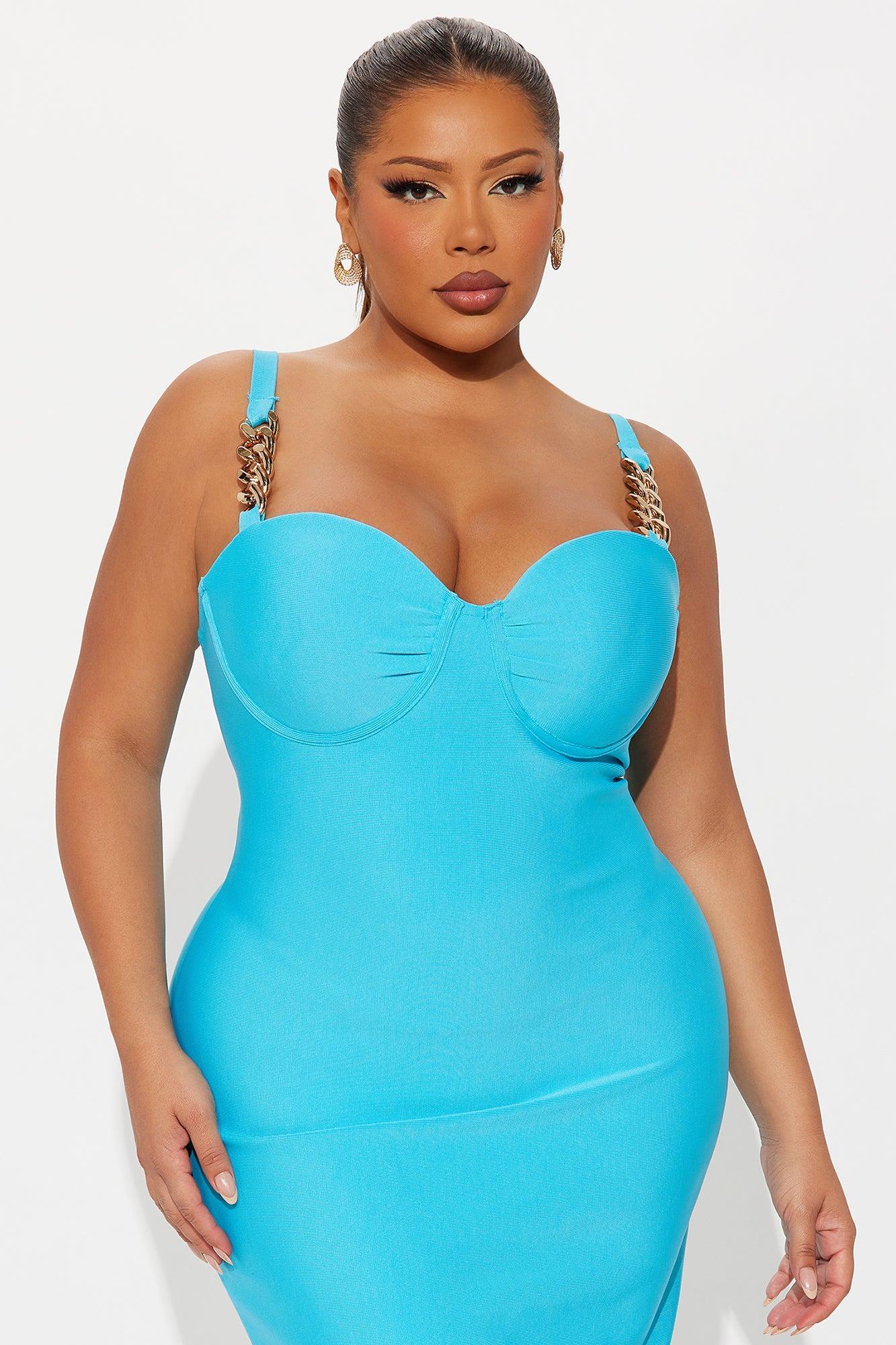 Brooke Chain Bandage Midi Dress - Blue Female Product Image