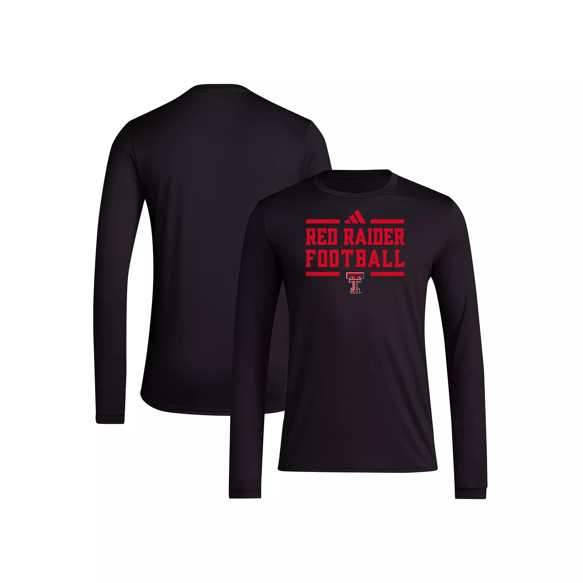 Men's adidas Black Texas Tech Red Raiders Locker Football Pre-Game AEROREADY Long Sleeve T-Shirt,  Product Image
