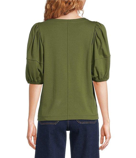 Gibson & Latimer Knit Crew Neck 3/4 Puff Sleeve Tee Shirt Product Image