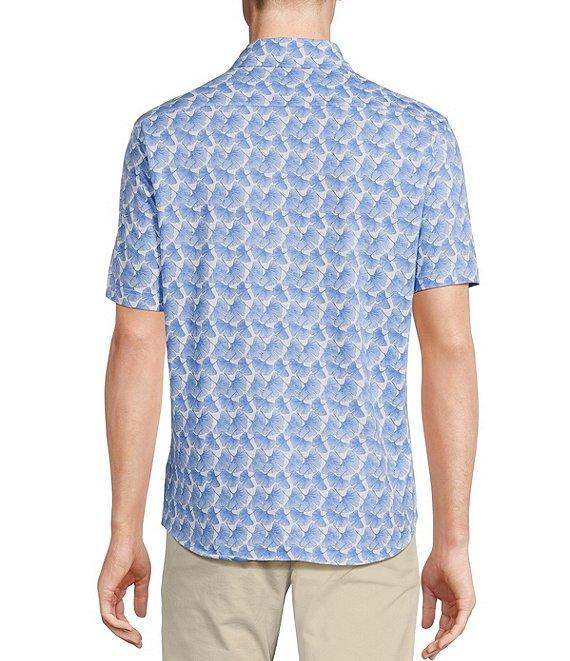 Cremieux Blue Label Jersey Leaf Print Short Sleeve Coatfront Shirt Product Image