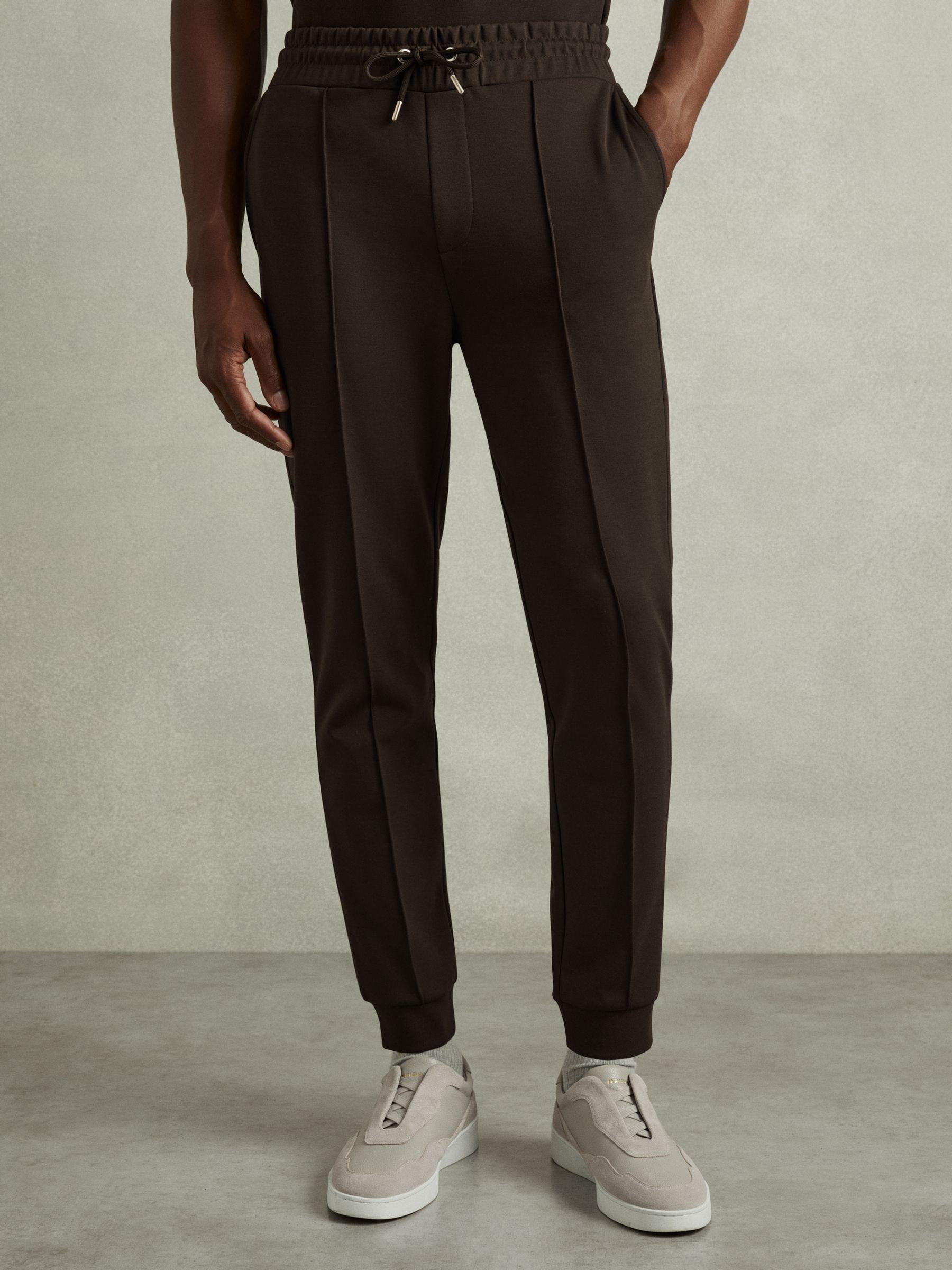 Interlock-Jersey Drawstring Joggers in Chocolate Brown Product Image