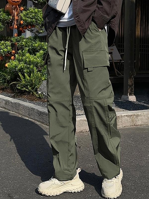 Men's Multi Pocket Drawstring Cargo Pants Product Image