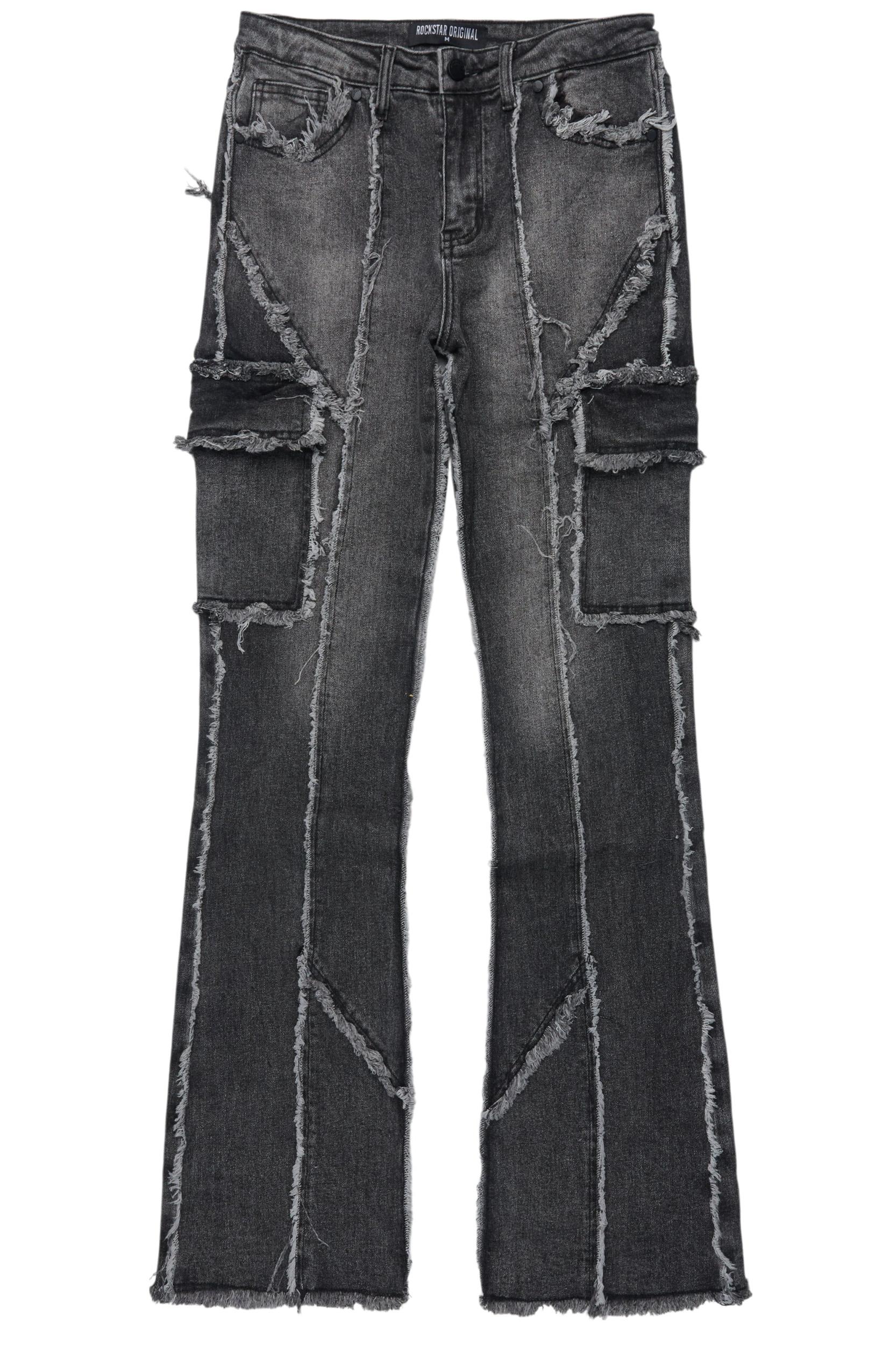 Keshia Dark Grey Wash Stacked Flare Jean Female Product Image